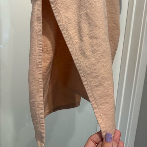 WILD FABLE Unique Casual Tan Hooded Top Shortsleeved Slits on Sides Athleisure - Picture 9 of 14